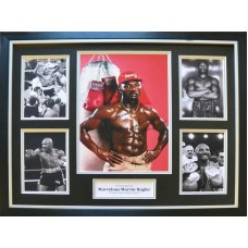 Marvin Hagler Signed & Framed Photo Montage B