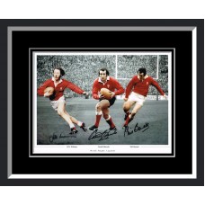 Gareth Edwards, JPR Williams & Phil Bennett Triple Signed Wales Framed Photo