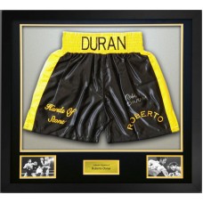 Roberto Duran Signed & Framed Boxing Trunks
