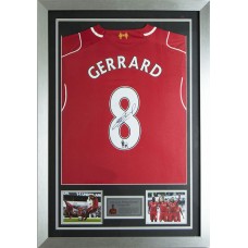 Steven Gerrard Signed & Framed 2014-15 Liverpool Shirt