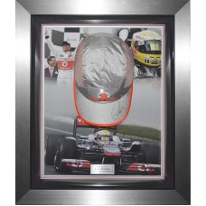 Lewis Hamilton Signed Cap Framed in a Dome
