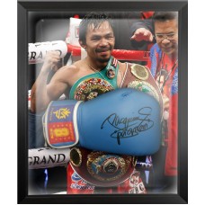 Manny Pacquiao Signed Blue Boxing Glove Framed in a Dome