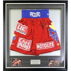 Manny Pacquiao Signed & Framed Red Boxing Trunks 
