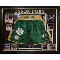 Tyson Fury Signed & Framed Boxing Trunks Montage
