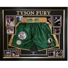 Tyson Fury Signed & Framed Boxing Trunks Montage
