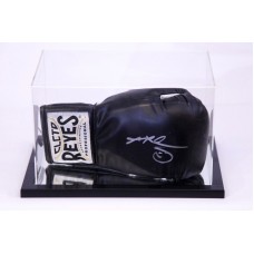 Sugar Ray Leonard Signed Black Reyes Boxing Glove Presented In an Acrylic Case